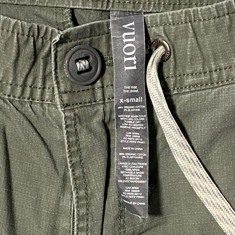 Vuori Ripstop Pant Army Green Organic Cotton Stretch Cargo Pants Womens XS VW401 - Picture 2 of 7